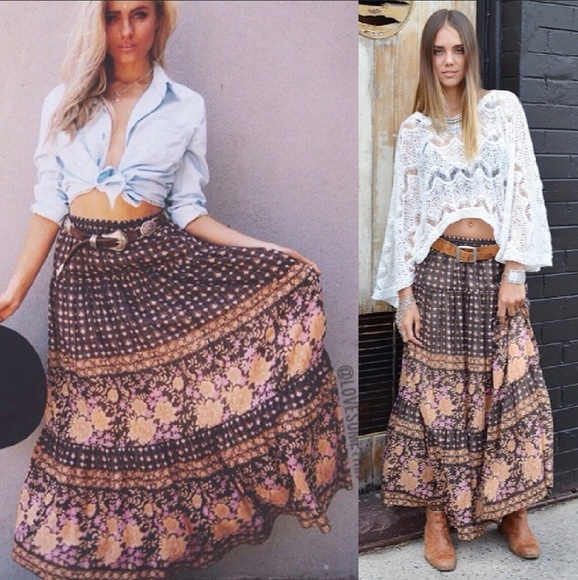 Spell designs desert rose maxi skirt raven brown S - Picture 3 of 8